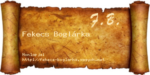 Fekecs Boglárka névjegykártya